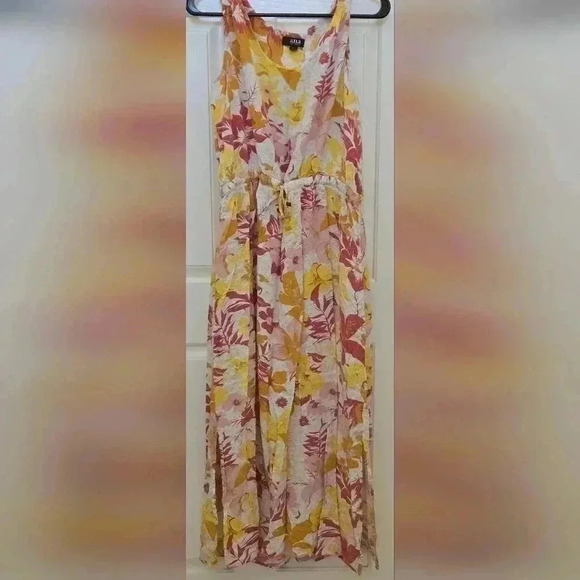 a.n.a Dresses & Skirts - A.n.a. Tropical Floral Print Sleeveless Maxi Dress Elastic Drawstring Waist